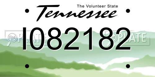 I082182 Tennessee License Plate