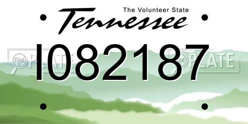 I082187 Tennessee License Plate