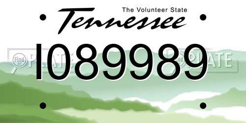 I089989 Tennessee License Plate