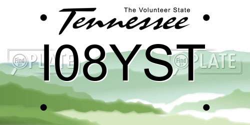 I08YST Tennessee License Plate