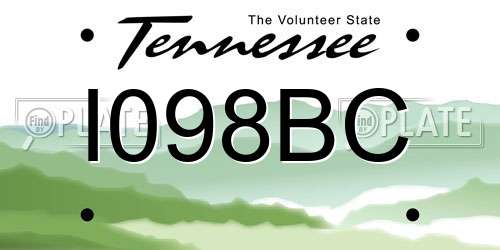 I098BC Tennessee License Plate