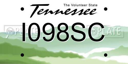 I098SC Tennessee License Plate
