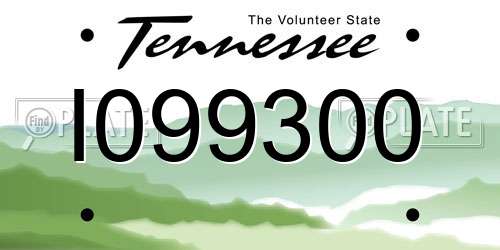 I099300 Tennessee License Plate