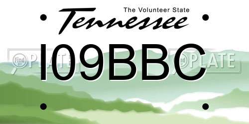 I09BBC Tennessee License Plate