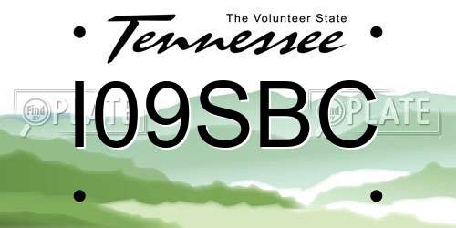 I09SBC Tennessee License Plate