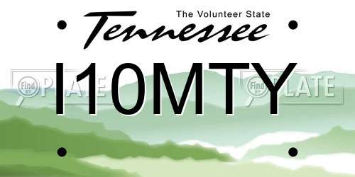 I10MTY Tennessee License Plate