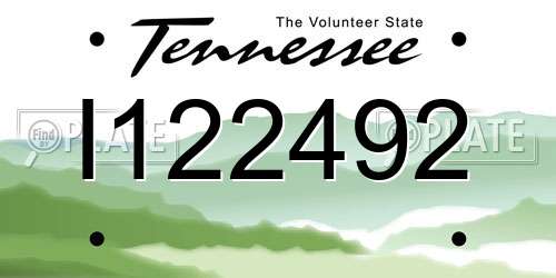 I122492 Tennessee License Plate