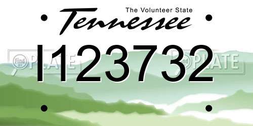 I123732 Tennessee License Plate