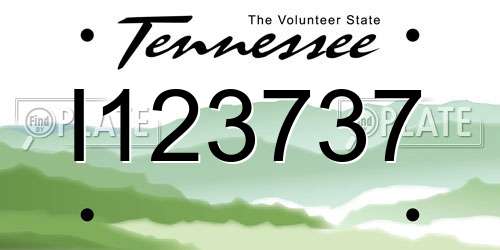 I123737 Tennessee License Plate