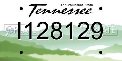 I128129 Tennessee License Plate
