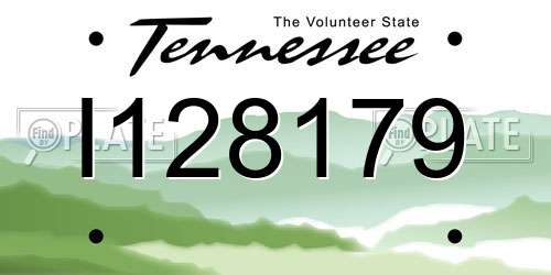 I128179 Tennessee License Plate