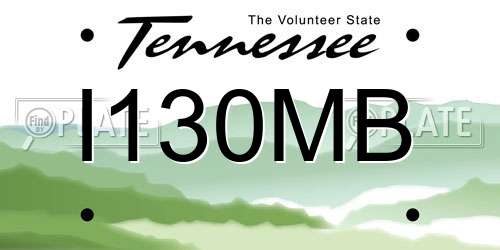I130MB Tennessee License Plate