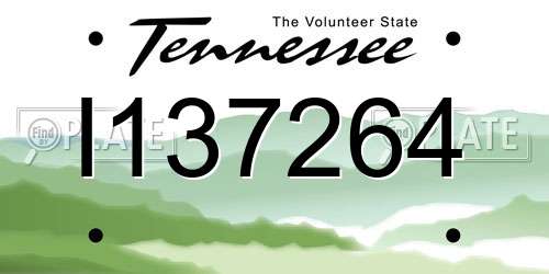 I137264 Tennessee License Plate
