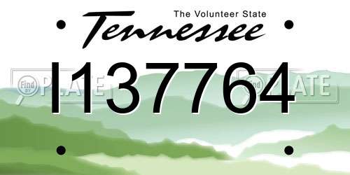 I137764 Tennessee License Plate