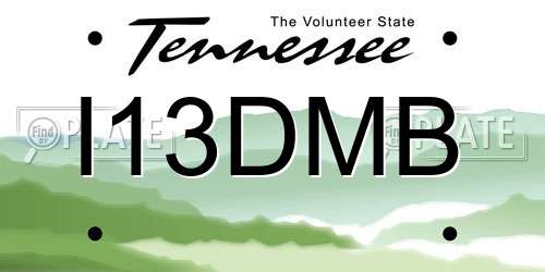 I13DMB Tennessee License Plate