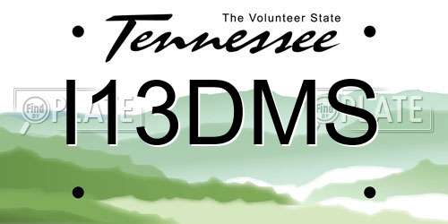 I13DMS Tennessee License Plate