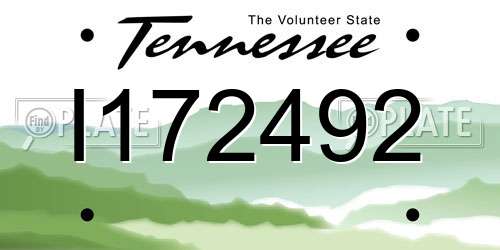 I172492 Tennessee License Plate