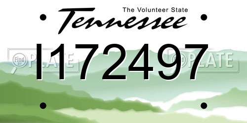 I172497 Tennessee License Plate