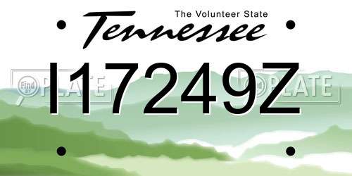 I17249Z Tennessee License Plate
