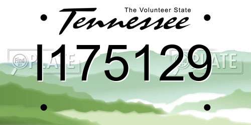 I175129 Tennessee License Plate