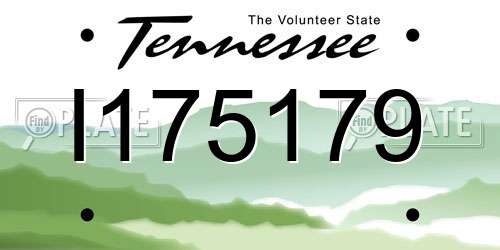 I175179 Tennessee License Plate