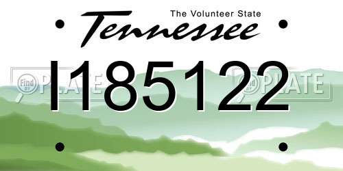 I185122 Tennessee License Plate