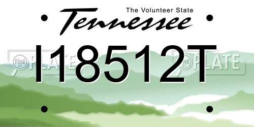 I18512T Tennessee License Plate