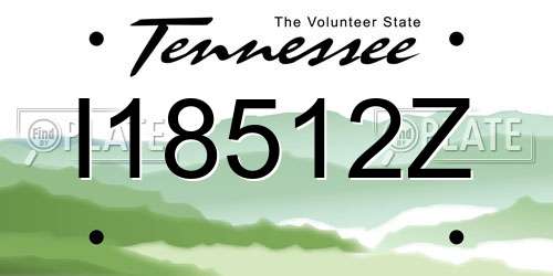 I18512Z Tennessee License Plate