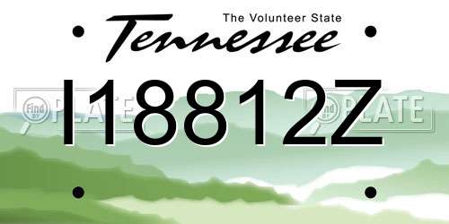 I18812Z Tennessee License Plate