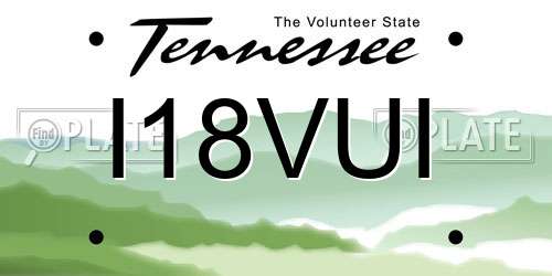 I18VUI Tennessee License Plate