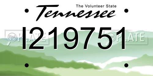 I219751 Tennessee License Plate