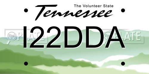 I22DDA Tennessee License Plate