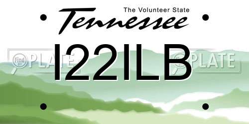 I22ILB Tennessee License Plate