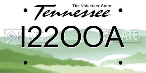 I22OOA Tennessee License Plate