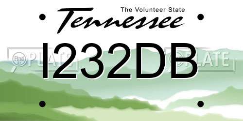 I232DB Tennessee License Plate