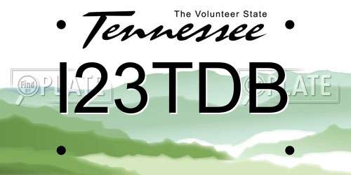 I23TDB Tennessee License Plate