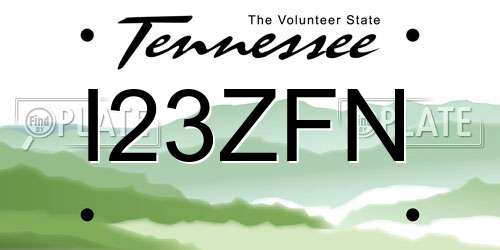 I23ZFN Tennessee License Plate