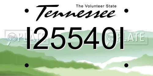 I25540I Tennessee License Plate