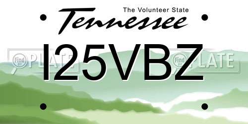 I25VBZ Tennessee License Plate