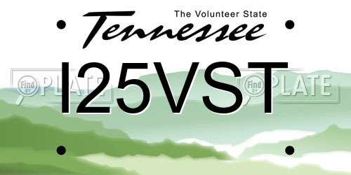 I25VST Tennessee License Plate