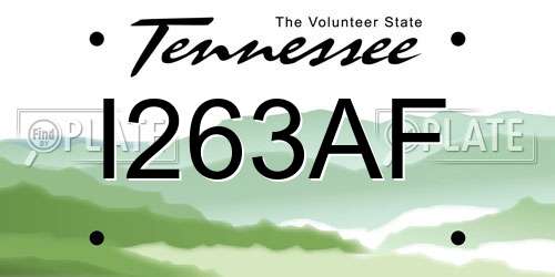I263AF Tennessee License Plate