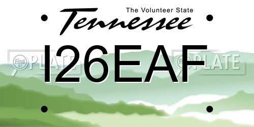 I26EAF Tennessee License Plate