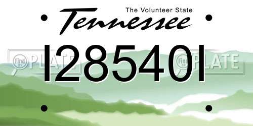 I28540I Tennessee License Plate