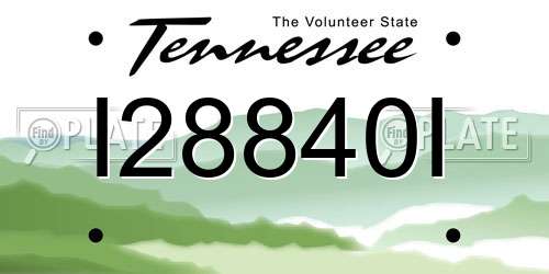 I28840I Tennessee License Plate