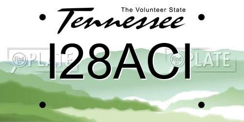 I28ACI Tennessee License Plate