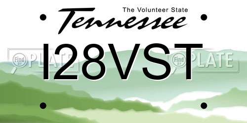 I28VST Tennessee License Plate
