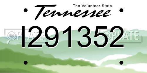 I291352 Tennessee License Plate
