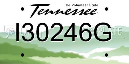 I30246G Tennessee License Plate