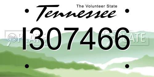 I307466 Tennessee License Plate