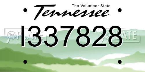 I337828 Tennessee License Plate